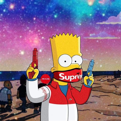 bart simpson wearing supreme.